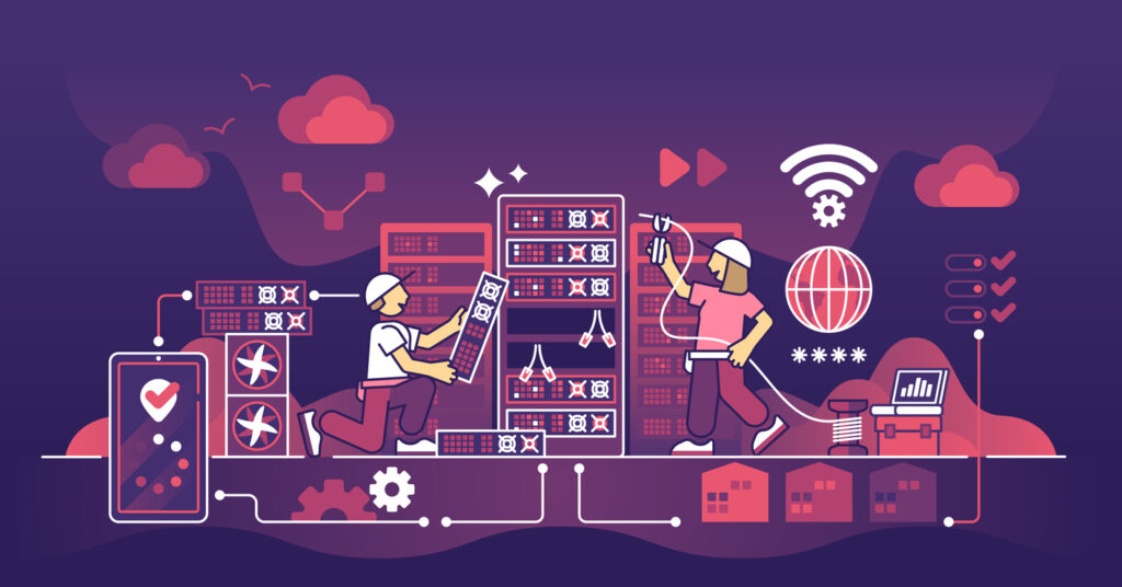 two people building a colocation infrastructure