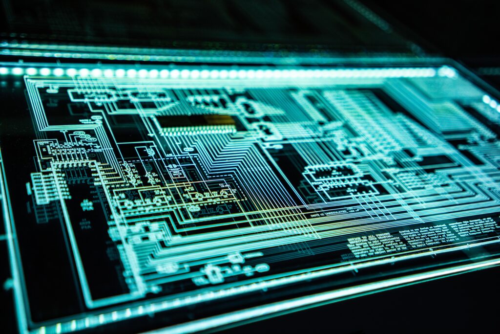 a glass panel of AMD infrastructure