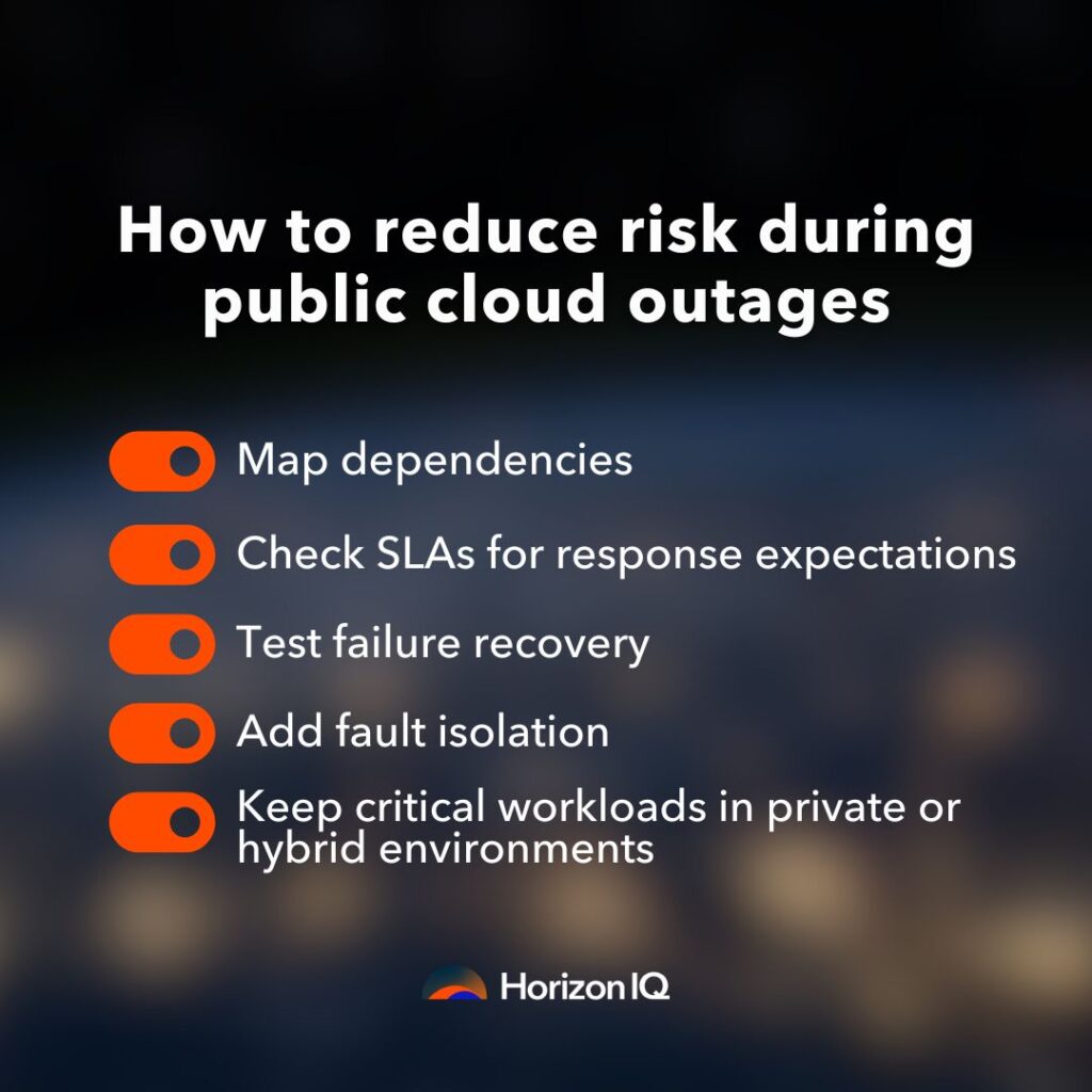how to reduce risk during public cloud outage