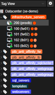 Tag view showing proxlb anti-affinity tags