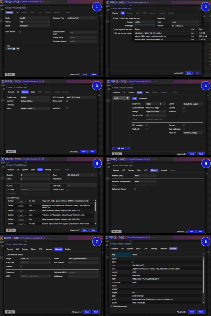 Proxmox VM creation steps